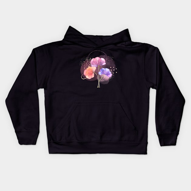 Dainty Poppies - Watercolor Flowers Kids Hoodie by Art by Ergate